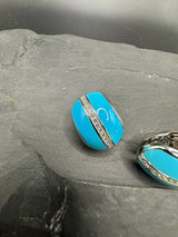 Exklusive 18 Karat Weißgold-Kreolen mit Türkis & Brillanten