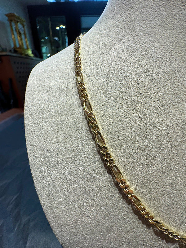 Leuchtende Figaro Panzerkette in 18 Karat Gelbgold mit Karabiner