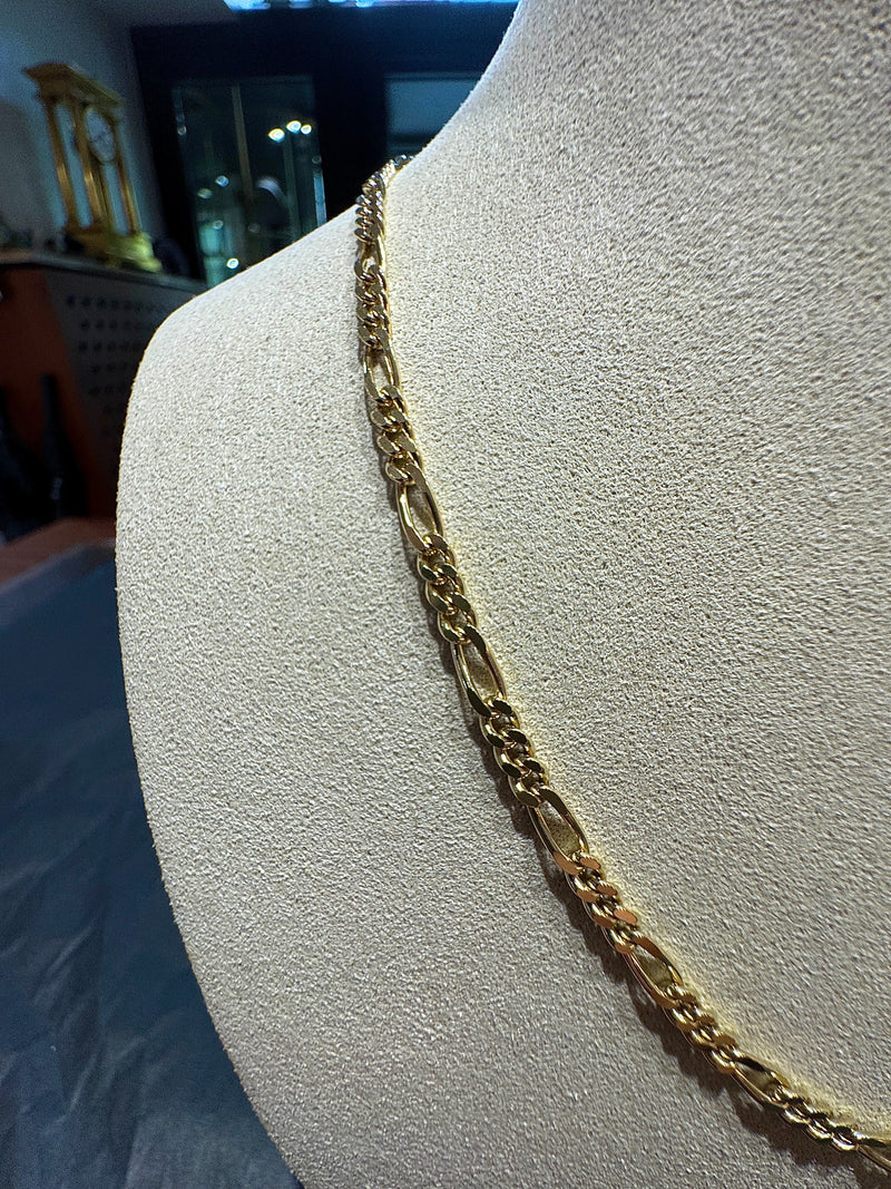 Leuchtende Figaro Panzerkette in 18 Karat Gelbgold mit Karabiner
