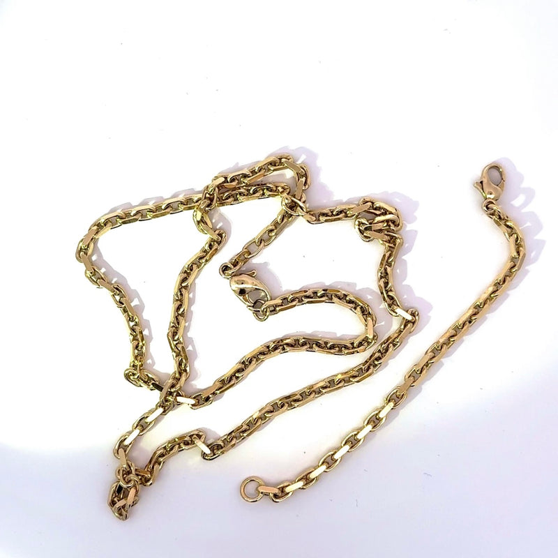 Massive Diamantierte Ankerkette in 14 Karat Gelbgold mit Verlängerungskette