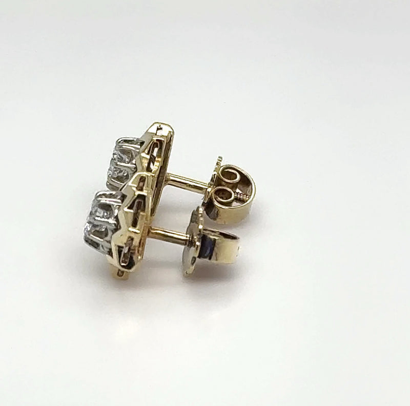 Stilvolle Ohrstecker in 14 Karat (585) Gelb-und Weißgold mit feinen Brillanten