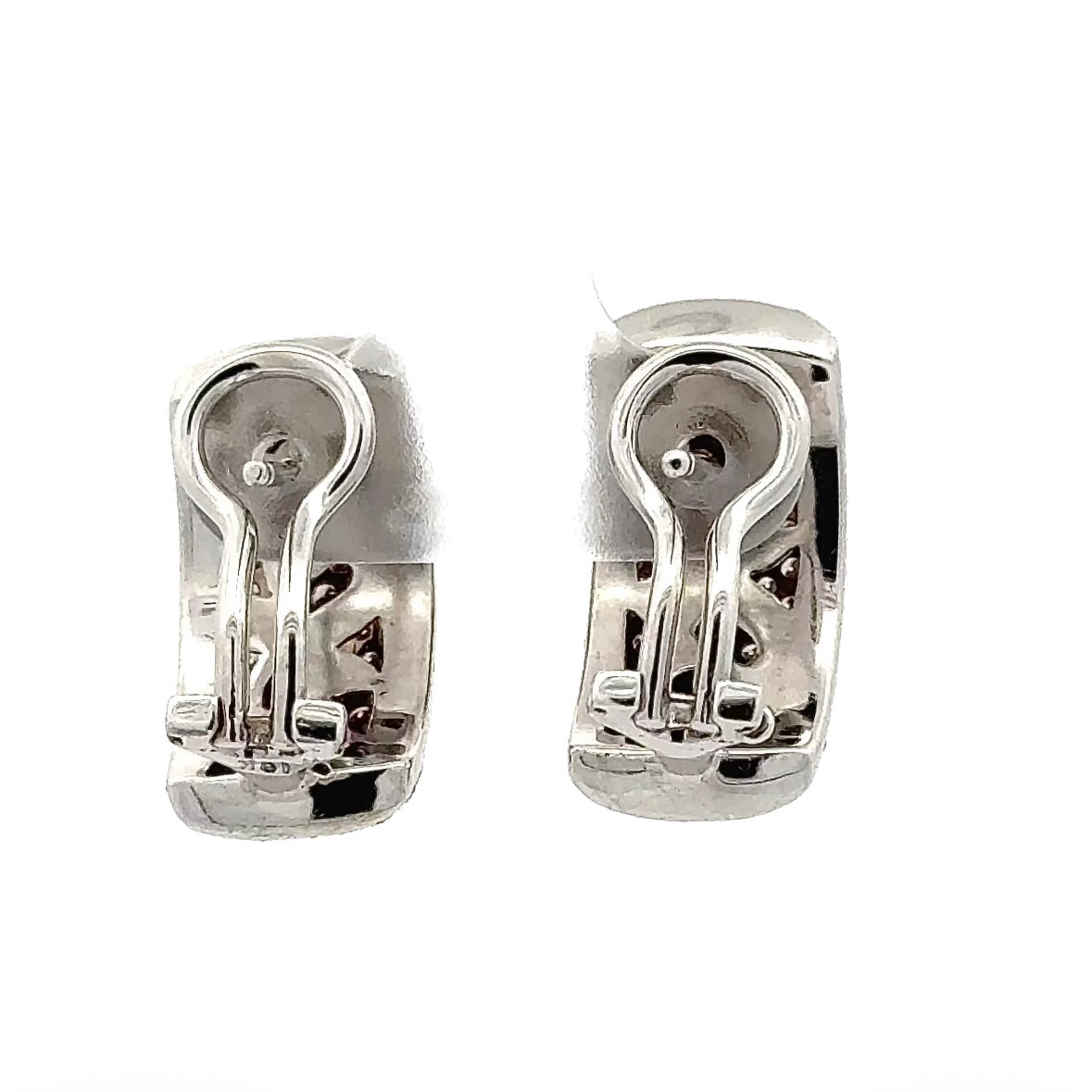 Fancy Half-Hoop Earrings in 18K (750) White Gold with Brilliant-Cut Diamonds