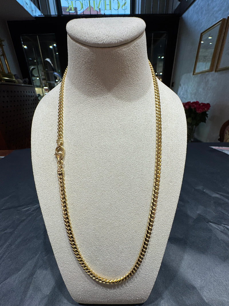 Abgerundete Panzerkette in 14 Karat Gelbgold mit Karabiner