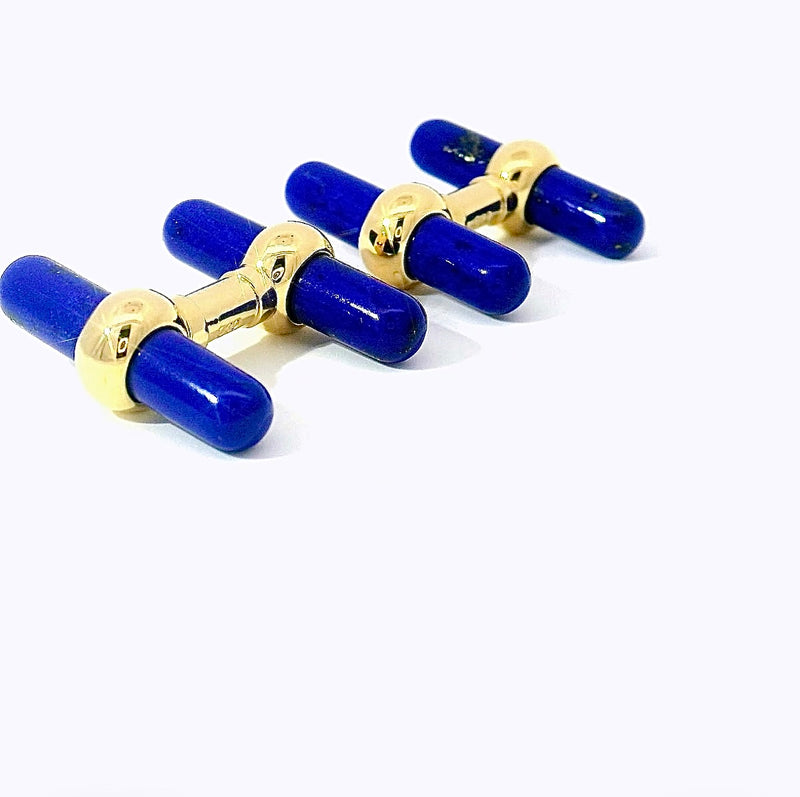 Manschettenknöpfe in 18 Karat Gelbgold – Edelsteineinsätze aus Onyx, Lapis Lazuli & Malachit