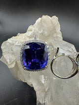 Einmaliger Ring & Anhänger in 18 Karat Weißgold mit riesigem AAAA Tansanit & Brillanten