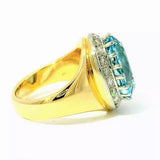 Edler Ring in 18 Karat Gelbgold mit augenreinem Aquamarin & Brillanten