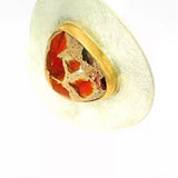 Einmaliger Anhänger in 925 Sterling Silber & 18 Karat Gold mit Natur-Feueropal