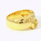 Handgefertigter Ring in 18 Karat Gelbgold mit gelbem Saphir und Brillanten