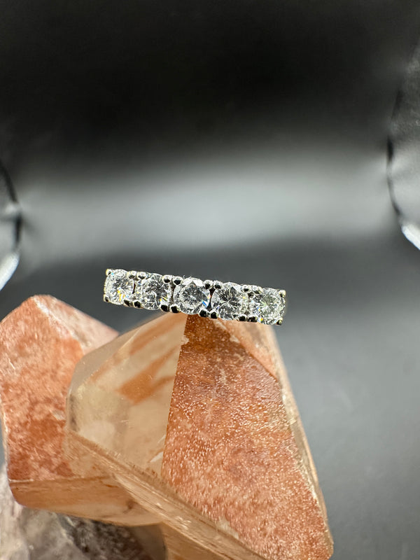 Halbmemory Ring in 14 Karat Gelb- & Weißgold mit Brillanten
