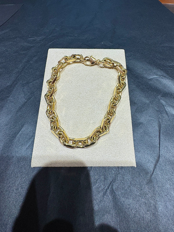 Schweres diamantiertes Armband in 14 Karat Gelbgold mit Karabiner