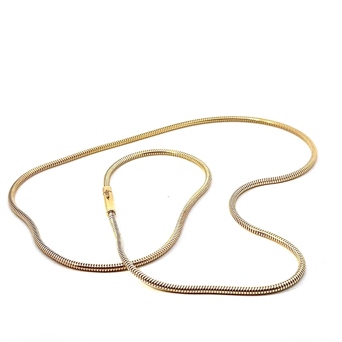 Solid snake chain in 14 karat (585) yellow gold with a box clasp
