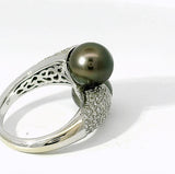 Eleganter Toi-et-Moi-Ring in 14 Karat Weißgold mit Tahiti-Perlen und Diamanten