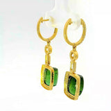 Hängende Ohrringe in 18 Karat Gelbgold mit Brillanten, Diamanten & Turmalinen