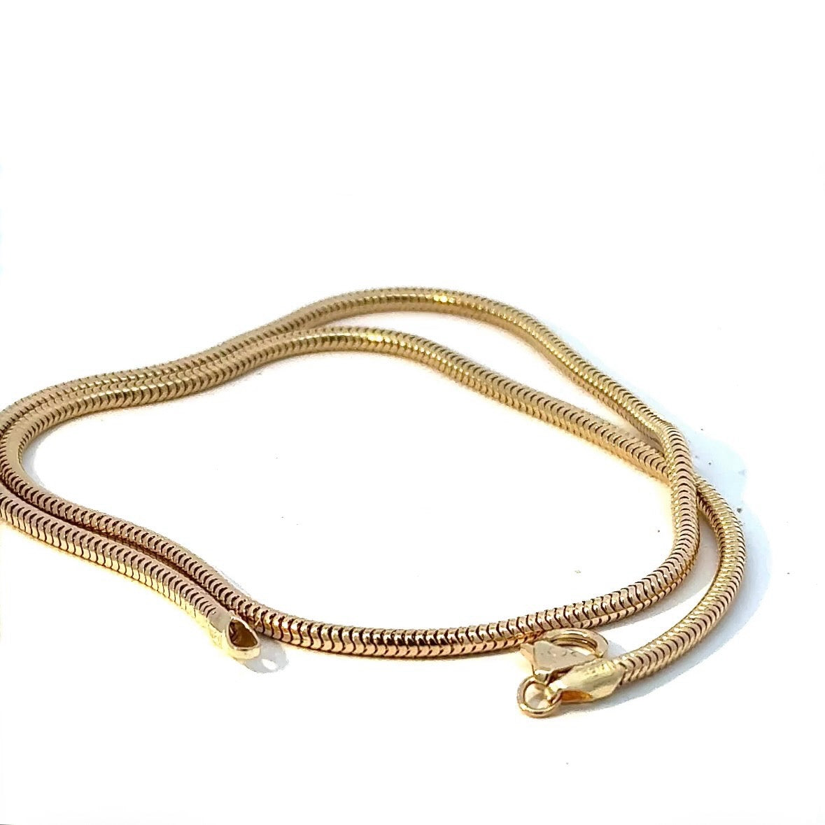 Edle Schlangenkette in 14 Karat Gelbgold mit Karabinerverschluss