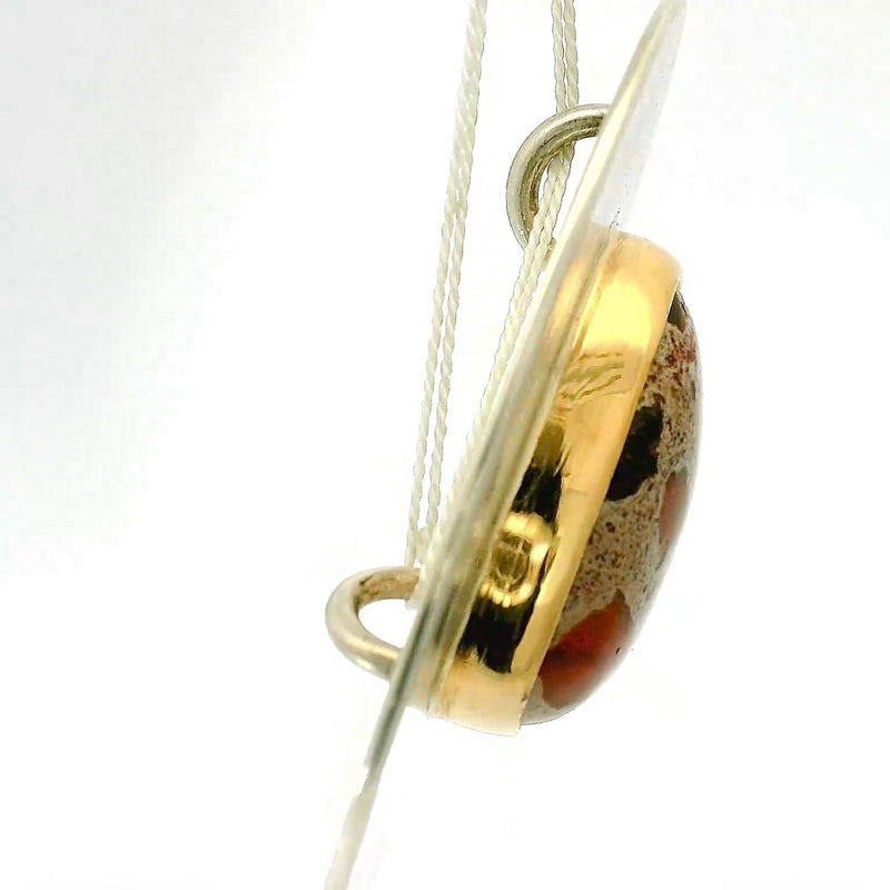 Einmaliger Anhänger in 925 Sterling Silber & 18 Karat Gold mit Natur-Feueropal