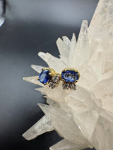 Feine Ohrringe in 18 Karat Gelb- & Weißgold mit blauen Saphiren & Brillanten