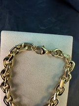 Schweres diamantiertes Armband in 14 Karat Gelbgold mit Karabiner