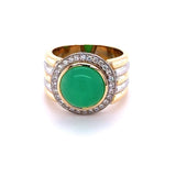 Massiver Bicolor Ring in 18 Karat Gold mit feinen Chrysopras & Brillanten