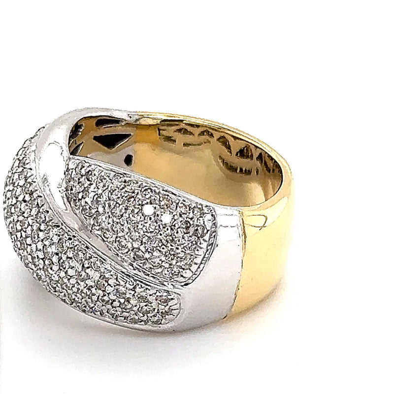 Massiver bicolor Ring in 18 Karat (750) Gold mit 156 Brillanten