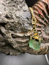 Stilvoller Turmalin Anhänger in 14 Karat Gelbgold mit feinen Brillant - Handarbeit