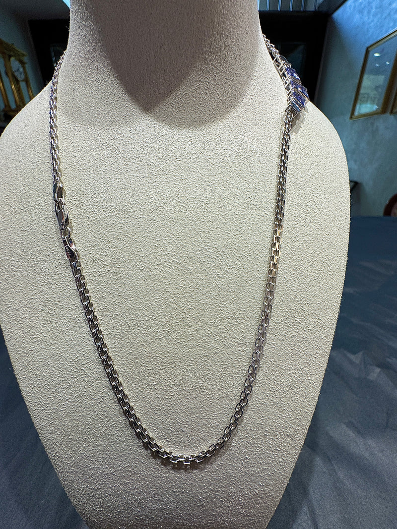 Elegantes Collier in 14 Karat Weißgold mit feinen Tansaniten & Brillanten