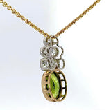 Moderner Peridot Anhänger in 14 Karat Bicolor Gold mit großen Diamanten