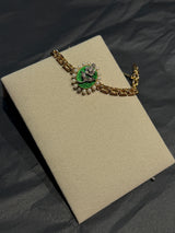 Vintage-Armband in 14 Karat (585) um 1900 mit Diamanten, Emaille & Perlen