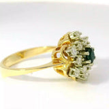 Verspielter Ring in 14 Karat Gelb- und Weißgold mit Saphir & Brillanten