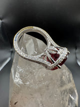 Beeindruckender Ring & Anhänger in 14 Karat Weißgold mit Rubellit & Brillanten