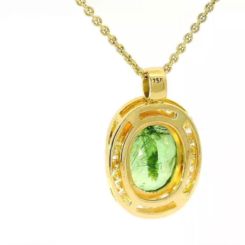 Edler Anhänger in 18 Karat Gelbgold mit großem Peridot & Brillanten