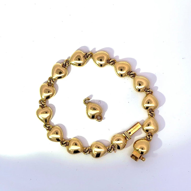 Massives Herzarmband in 18 Karat (750) Gelbgold mit Zusatzglied