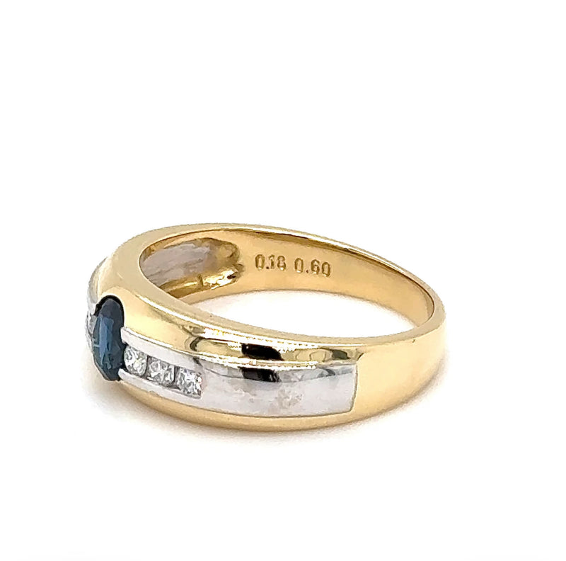 Edler Bicolor Ring in 18 Karat Gold mit feinen Saphir & Brillanten - Handarbeit