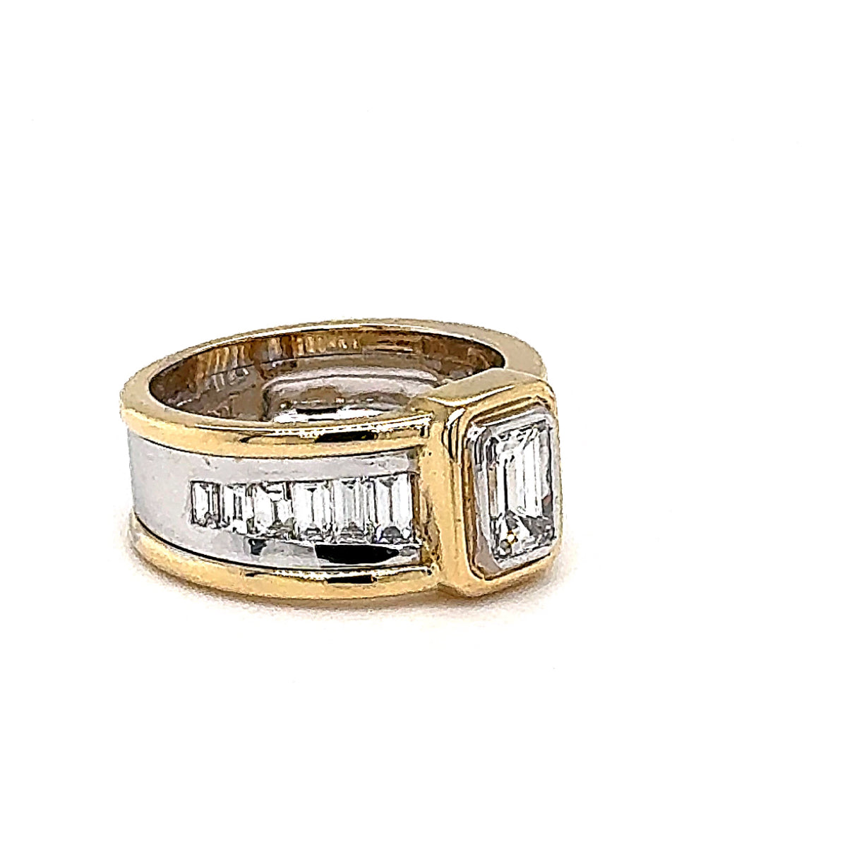 Handgefertigter Goldbaur Ring Bicolor in 18 Karat Gold mit Diamanten-Spitzenqualität