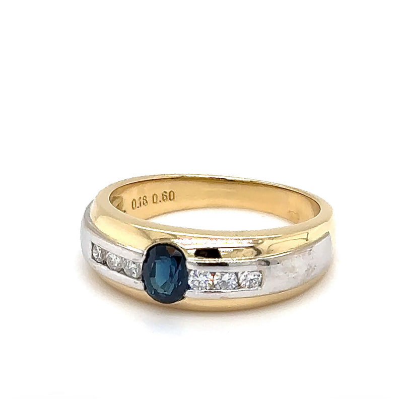Edler Bicolor Ring in 18 Karat Gold mit feinen Saphir & Brillanten - Handarbeit