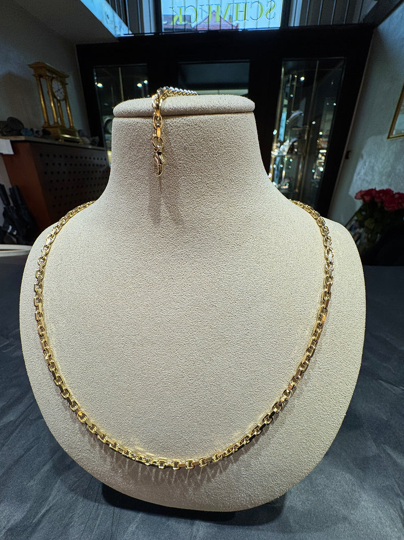 Massive Diamantierte Ankerkette in 14 Karat Gelbgold mit Verlängerungskette