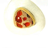 Einmaliger Anhänger in 925 Sterling Silber & 18 Karat Gold mit Natur-Feueropal