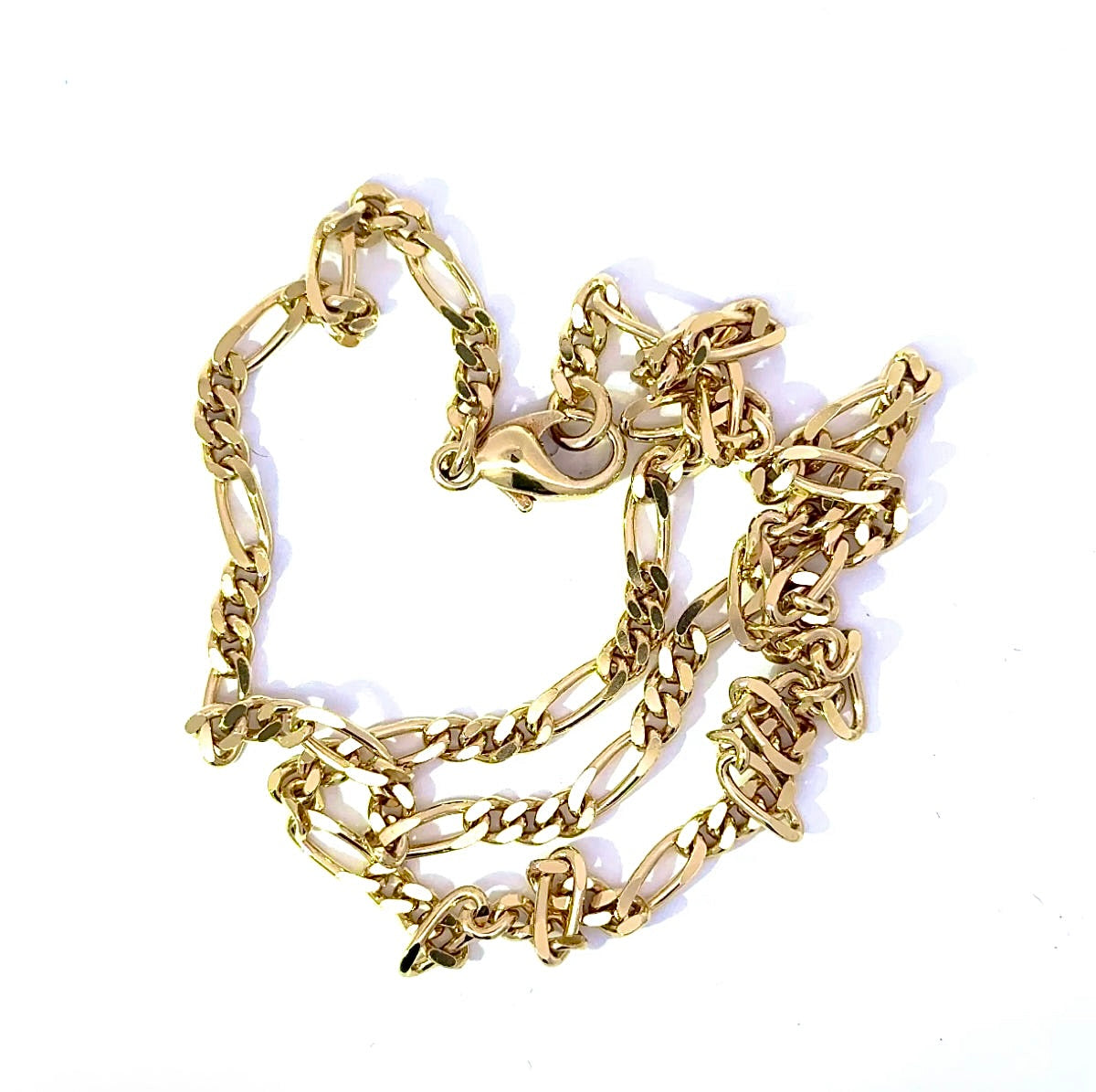 Luminous Figaro Panzer Chain in 18 Carat Yellow Gold with Carabiner Clasp
