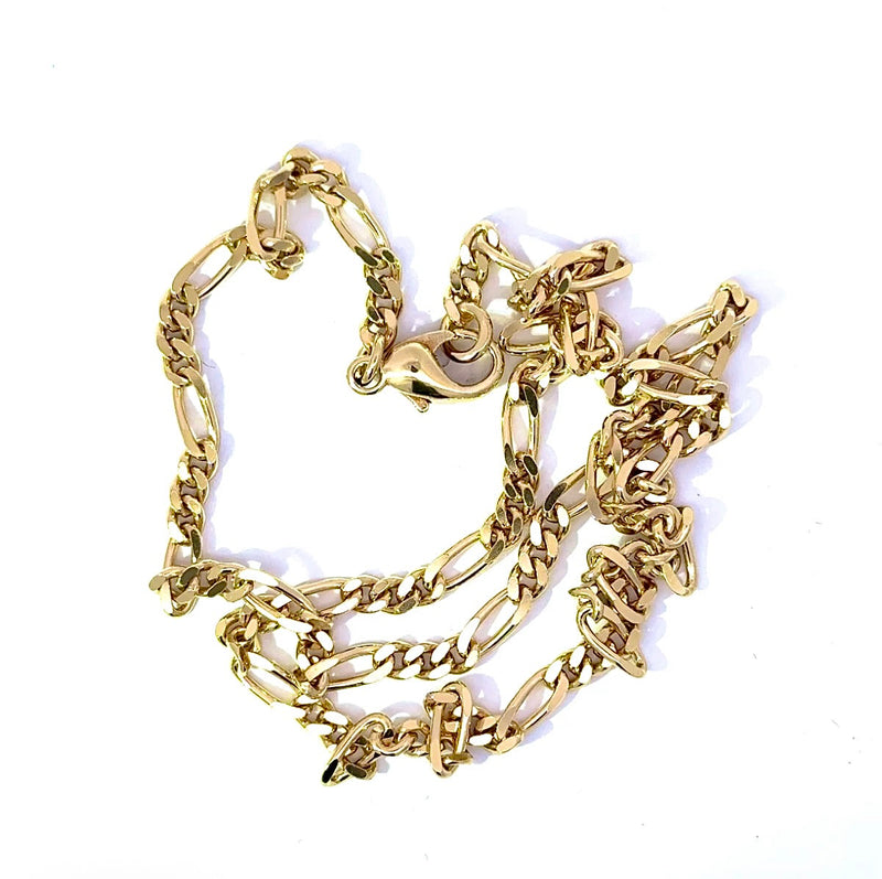 Leuchtende Figaro Panzerkette in 18 Karat Gelbgold mit Karabiner