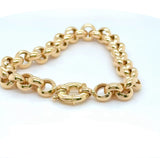 Modernes Erbsketten Armband in 14 Karat Gelbgold mit großen Federring