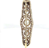 Eindrucksvolle Art-Deco Brosche in 14 Karat Gold mit großen Altschliff Diamanten