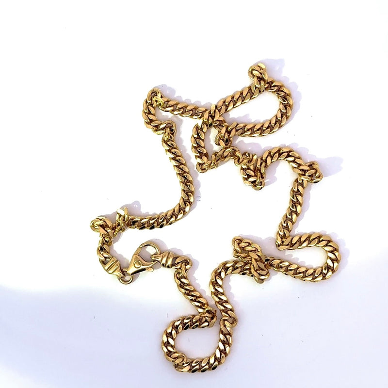 Abgerundete Panzerkette in 14 Karat Gelbgold mit Karabiner