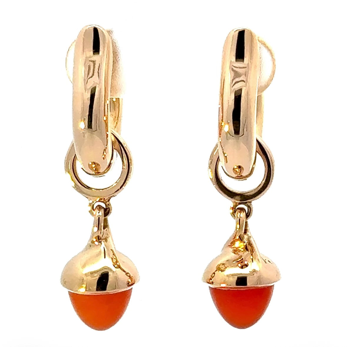 Tamara Comolli Signature Hoop Ohrringe in 18 Karat Roségold mit Karneol-Einhängern