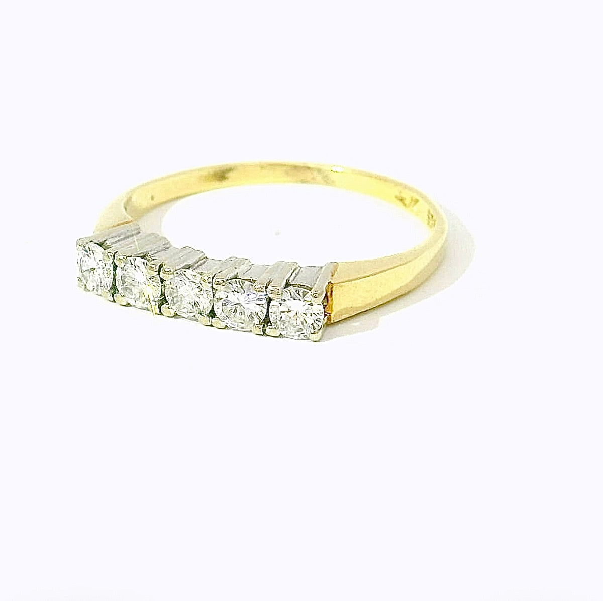 Halbmemory Ring in 14 Karat Gelb- & Weißgold mit Brillanten