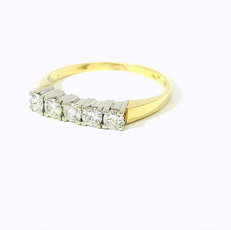 Halbmemory Ring in 14 Karat Gelb- & Weißgold mit Brillanten