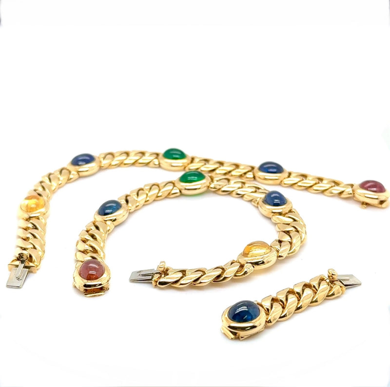 Einmaliges Collier / Armband in 18 Karat Gelbgold mit Saphiren & Smaragden