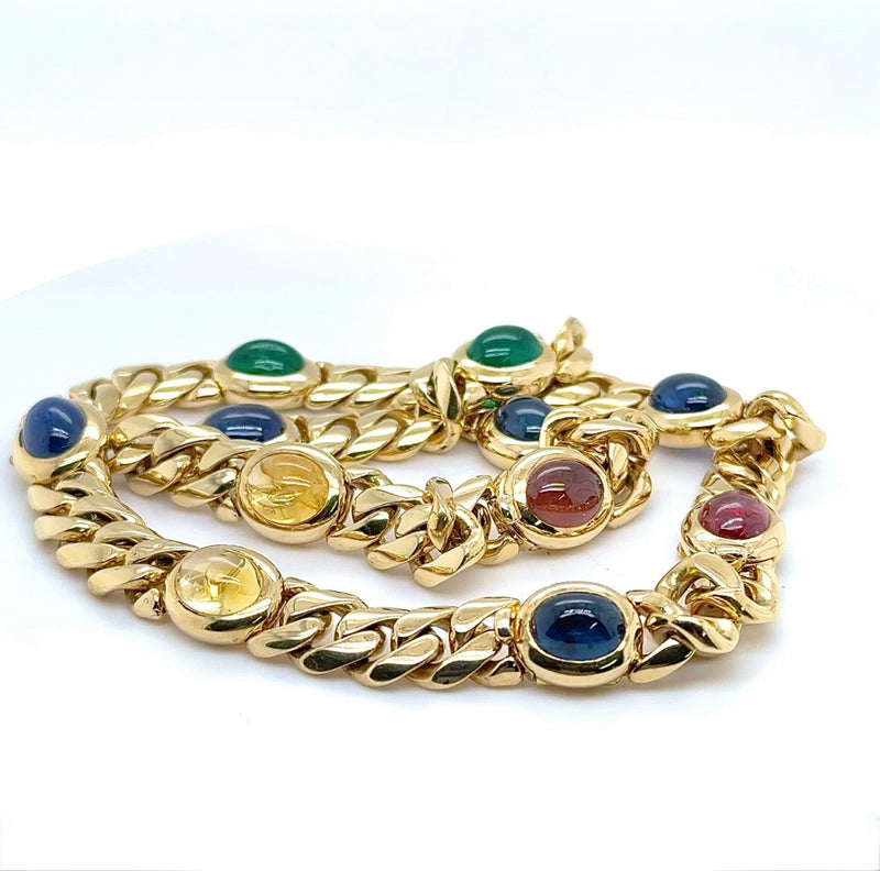 Einmaliges Collier / Armband in 18 Karat Gelbgold mit Saphiren & Smaragden