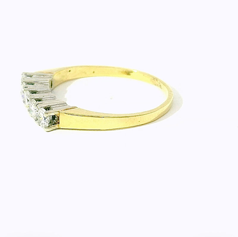 Halbmemory Ring in 14 Karat Gelb- & Weißgold mit Brillanten