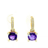 Elegante Ohrringe in 14 Karat Gelbgold mit Brillanten & intensiven Amethysten