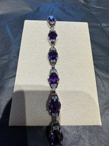 Massives Amethyst Armband in 14 Karat Weißgold mit Diamanten