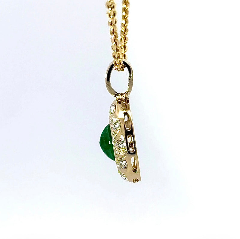 Eleganter Anhänger in 14 Karat Gelbgold mit Smaragd & Brillanten